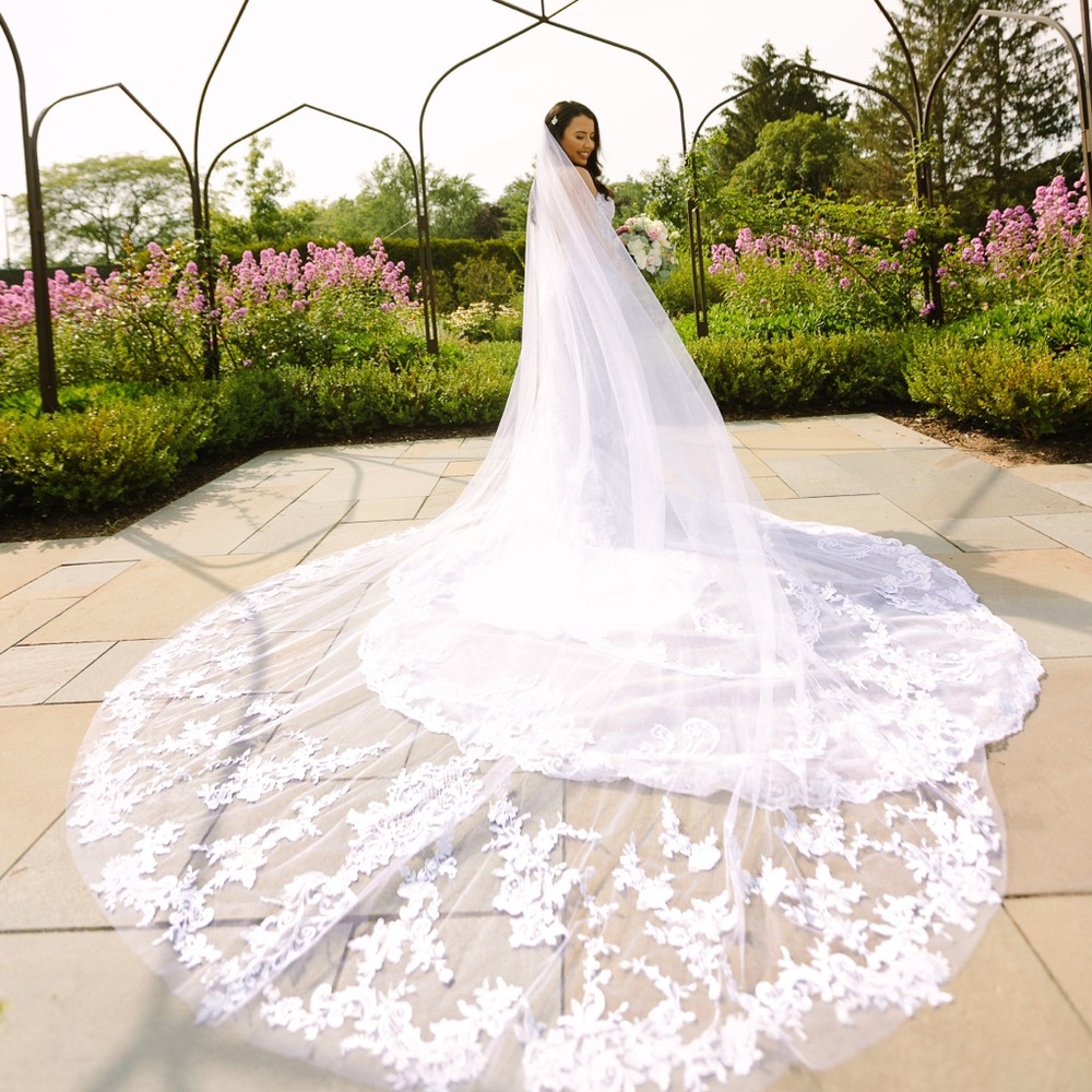 Long cathedral wedding veil